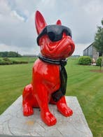 Beeld, funny dog with sunglasses in redcolor - 60 cm -, Antiek en Kunst