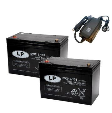 Landport (LP) 2x EVX12-105 accus 12 volt 105 ah + IMPULS II, Ophalen of Verzenden, Nieuw