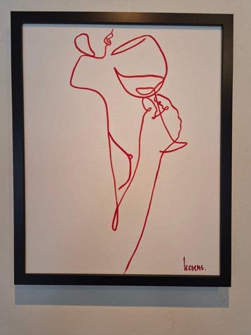 Liesens - Wine tasting (handpainted on canvas) met lijst