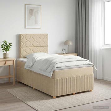 vidaXL Boxspringbed met matras Crèmekleurig 120 x 190 cm, Verzenden, Nieuw, Twijfelaar, Crème