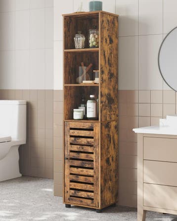 Hoge Badkamerkast met 3 Open Vakken en 2 Verstelbare Planken, Huis en Inrichting, Badkamer | Badkamermeubels, Verzenden, Nieuw
