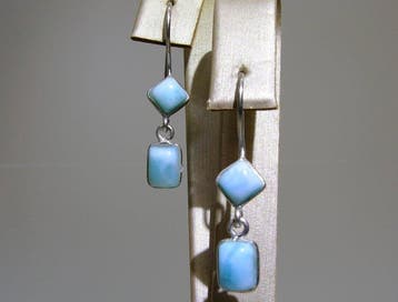 Turquoise Oorbellen - Hoogte: 32 mm - Breedte: 6.3 mm- 2.1 g