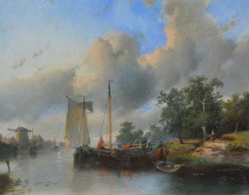 Adriaan Vrolijk (1834-1862) - Plasgezicht met boten
