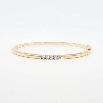 Armband - 14 karaat Geel goud, Diamonde., Witgoud Diamant, Sieraden, Tassen en Uiterlijk, Armbanden, Nieuw