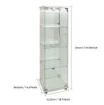 Glazen Vitrinekast met LED, 4 Lagen en Slot – Wit, Huis en Inrichting, Kasten | Vitrinekasten, Verzenden, Nieuw