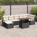 vidaXL Tuinbankenset met kussen met opslag 8 pcs Zwart poly, Verzenden, Nieuw, Rotan, 8 zitplaatsen
