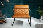 Retro fauteuil MUSTANG LOUNGER mosterdgeel fluweel met, Huis en Inrichting, Fauteuils, Ophalen of Verzenden, Nieuw