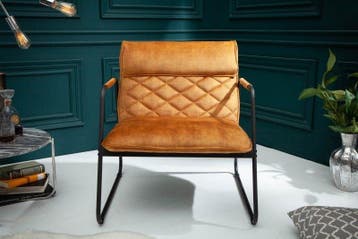 Retro fauteuil MUSTANG LOUNGER mosterdgeel fluweel met, Ophalen of Verzenden, Nieuw