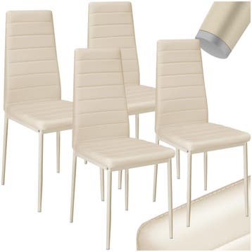 Eetkamerstoelen, kunstleer - beige, Set van 4, Huis en Inrichting, Stoelen, Verzenden, Nieuw