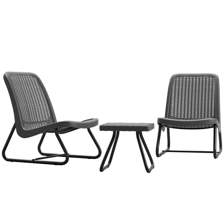 Wicker zitgroep Modica voor 2 personen, ergonomisch - grijs, Tuin en Terras, Tuinsets en Loungesets, Verzenden