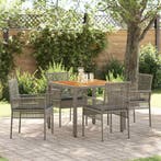 vidaXL Tuin eettafelset 5 pcs Grijs poly rattan, Tuin en Terras, Tuinsets en Loungesets, Verzenden, Nieuw, Rotan, 5 zitplaatsen