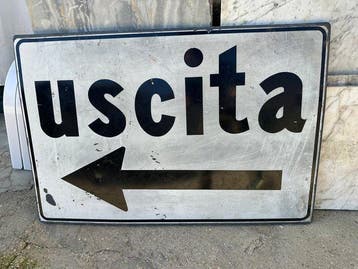 Groot vintage bord Uitgang met pijl - Straat-/industrieel