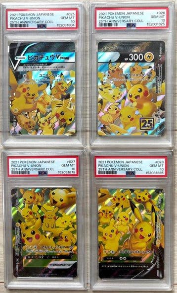 Pokémon - 4 Graded card - Pikachu Full art, Limited edition, Hobby en Vrije tijd, Verzamelkaartspellen | Pokémon, Nieuw