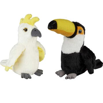 Tropische vogels knuffels - pluche - set van 2 - 15 cm, Verzenden, Nieuw