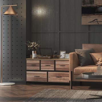 HOMCOM Opbergmeubel met 5 Stoffen Lades - Zwart Stalen Frame, Verzenden, Nieuw
