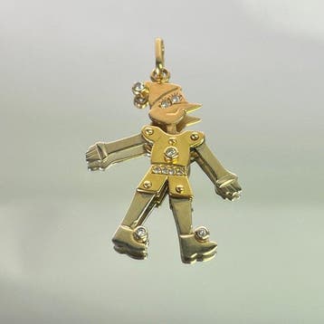 goud - Hanger - Pinokkio beweegbaar 18kt