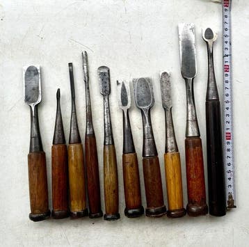 Werkgereedschap (10) - 10 gebruikte Japanse beitels