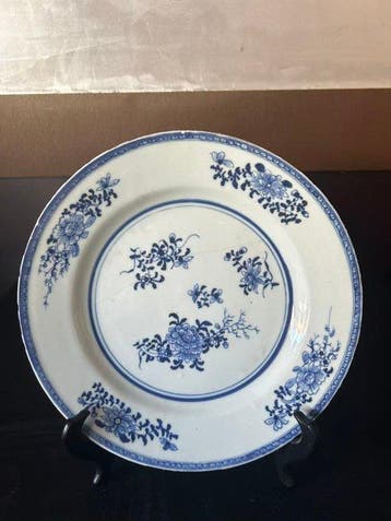 Porseleinen bord met blauw-witte bloemendessin - Porselein -
