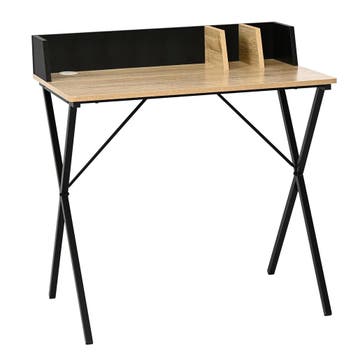 Bureau Kappespoo 84x80x50 cm Zwart/Eikenlook [en.casa], Huis en Inrichting, Bureaus, Verzenden, Nieuw