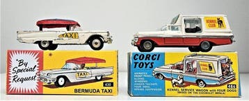 Corgi 1:43 - Modelauto (2) - Bermuda Taxi et Chevy Kennel, Nieuw