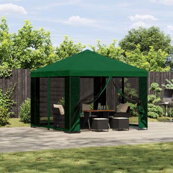 vidaXL Tuin Gazebo met Zijwanden 3 x 3 m Groen Polyester en, Verzenden, Nieuw