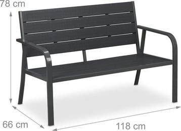 Tuinbank met zitkussen - 118 cm breed - kunststof en metaal, Tuin en Terras, Verzenden, Nieuw