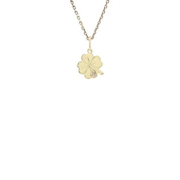 Gouden hanger klaver vier 14 karaat, Sieraden, Tassen en Uiterlijk, Verzenden, Zo goed als nieuw, Goud