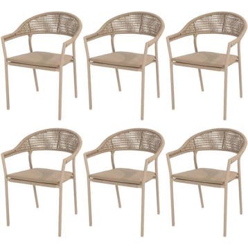 Sienna stapelbare dining tuinstoel rope venao latte Taste, Tuin en Terras, Tuinstoelen, Ophalen of Verzenden, Nieuw, Aluminium