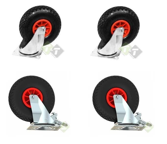 2x Zwenkwiel Met Luchtband En Rem - 2x Zwenkwiel Met Luchtba, Doe-het-zelf en Verbouw, Zwenkwielen, Nieuw, Ophalen of Verzenden