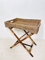 Dienblad - Rattan rechthoekig butler-dienblad met vouwbaar