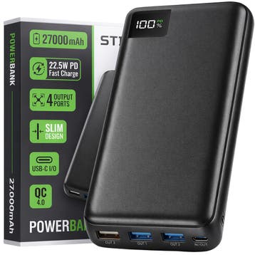 Strex Powerbank - 27.000 mAh - 22.5W Snellader - USB-A/USB-C, Verzenden, Nieuw, Strex