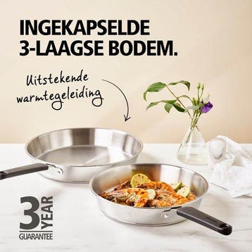 Brabantia Enjoyment Koekenpan Ø 24 cm – Premium – RVS - 90%, Verzenden, Nieuw