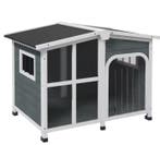 Houten Hondenhok Donkergrijs – Weerbestendig Buitenhuis met, Verzenden, Nieuw