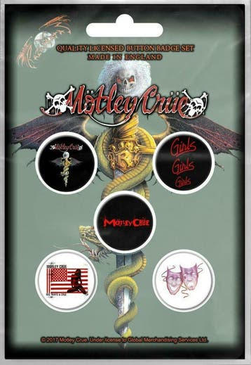 Mötley Crüe button Dr Feel Good 5-pack officiële merchandise, Ophalen of Verzenden, Nieuw, Kleding