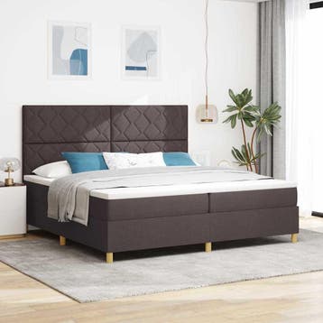 vidaXL LED Box Spring Bed met hoofdeinde Donkerbruin 200 x, Bruin, Verzenden, Stof, Nieuw