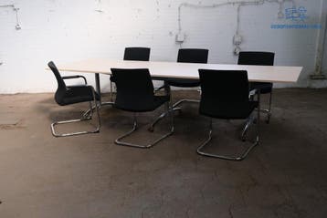 Tweedehands Lensvelt Vergadertafel 320x100 cm Ahorn alu, Verzenden, Gebruikt