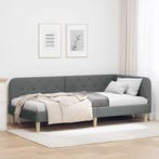 vidaXL Hoekbedframe Donkergrijs 90 x 200 cm Stof, Verzenden, Nieuw, Grijs, Stof