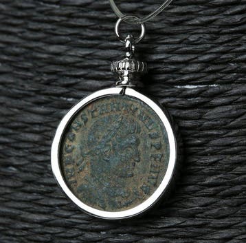 Modern Silver Hanger met bronzen munt van Constantijn I De