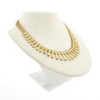 Vintage gouden Cleopatra schakelketting, Sieraden, Tassen en Uiterlijk, Kettingen, Ophalen of Verzenden, Gebruikt, Overige kleuren