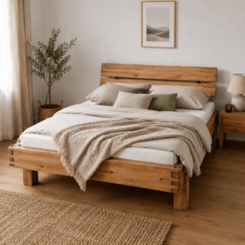 Van Schaik Stavor Massief Eiken Balkenbed - 140 x 200, Nieuw