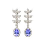 Oorbellen - 14 karaat Witgoud - 2.18ct. tw. Tanzaniet -, Nieuw