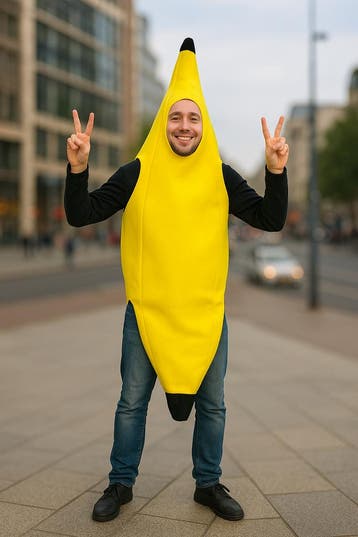 Kostuum banaan - Bananenpak - Geel - Heren M - Maat EEN-MAAT, Ophalen of Verzenden, Nieuw, Maat 48/50 (M)