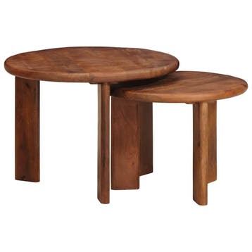 Salontafelset Honingbruin | Tweedekansje | OP=OP, Gebruikt, 50 tot 100 cm, Rond, Modern