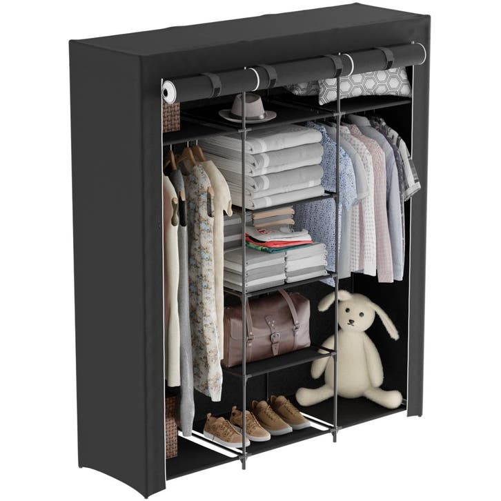 Avalo Kledingkast Stof Opvouwbaar XXL - 150x45x175CM - Zwart, Huis en Inrichting, Kasten | Kledingkasten, Nieuw, Verzenden