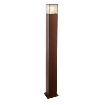 Roestkleur staande buitenlamp Sanel, Smoke glas, 90cm, Ophalen of Verzenden, Nieuw, Aluminium, Staande lamp