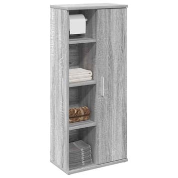 vidaXL Badkamerkast met rolhouder 39x22x90 cm grijs sonoma, Verzenden, Nieuw, (Half)hoge kast