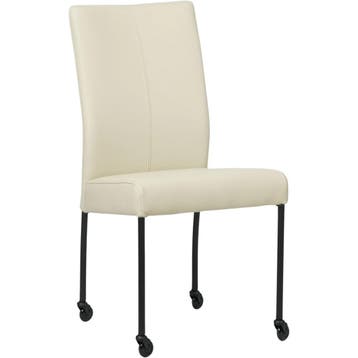Leren eetkamerstoel Comfort met wieltjes - Toledo Avorio, Huis en Inrichting, Stoelen, Overige kleuren, Nieuw, Leer, Ophalen of Verzenden