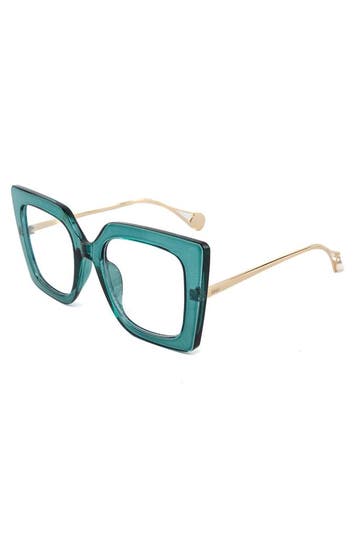 Computerbril Vierkant Groot Blauw Turquoise Montuur Doorzich, Ophalen of Verzenden, Nieuw, Feestartikel, Carnaval