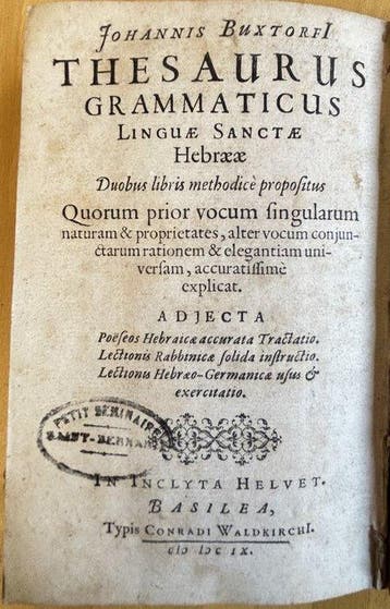 Buxtorf d. Aeltere - Judaica. Thesaurus Grammaticus Linguae