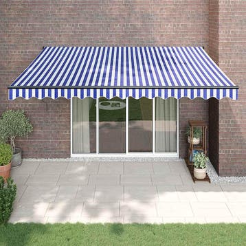 vidaXL Luifel uittrekbaar 4,5x3 m stof en aluminium blauw en, Verzenden, Nieuw